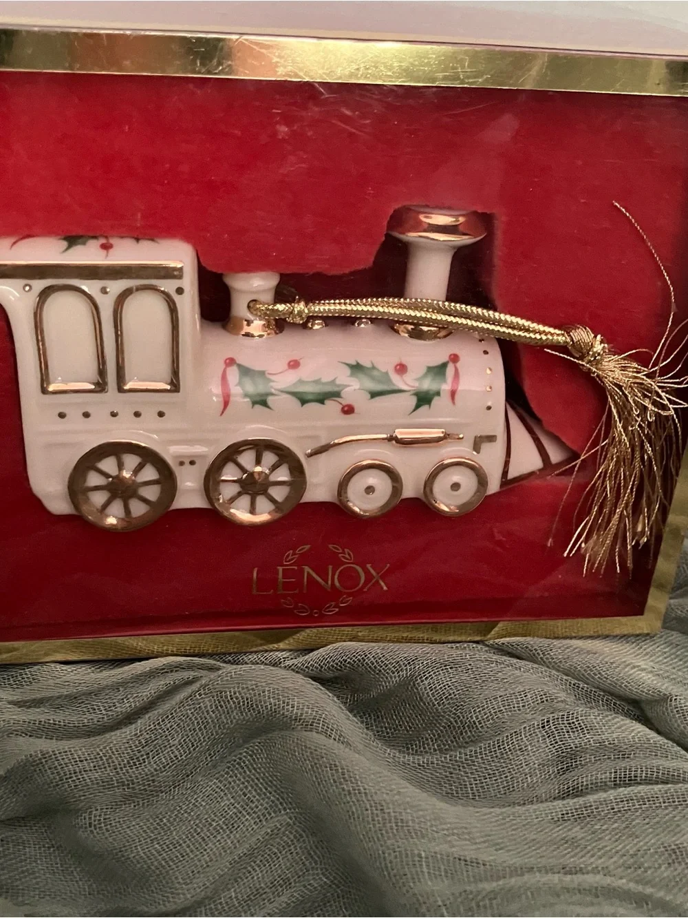 Lenox Porcelain Train 2000 Ornament with Gold Accents